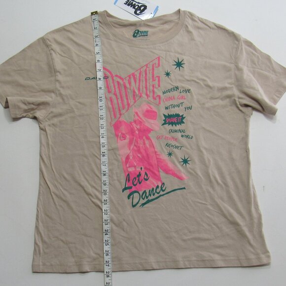 David Bowie Logo Licensed Womens Graphic T-Shirt Cream/Pink Short Sleeve Size L - Picture 6 of 6